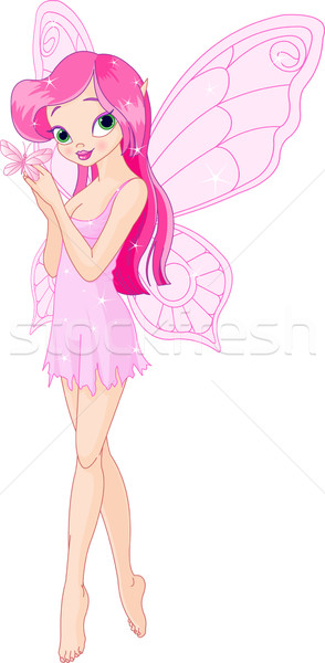 Cute pink  fairy with butterfly Stock photo © Dazdraperma