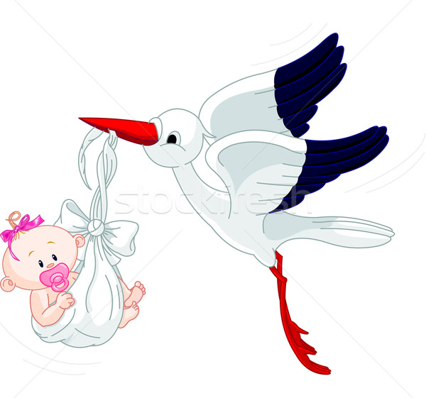 Barză copil desen animat ilustrare nou-nascut Imagine de stoc © Dazdraperma