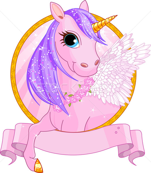 Stockfoto: Teken · illustratie · mooie · bloem · paard · frame