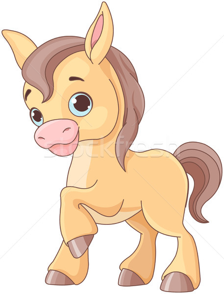 Fofo Ou Cavalo De Desenho Animado . Bebê Animal Em Desenho De Linha.  Ilustração do Vetor - Ilustração de cavalo, vetor: 274363548