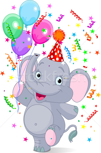 Baby olifant verjaardag gelukkig cute dansen Stockfoto © Dazdraperma