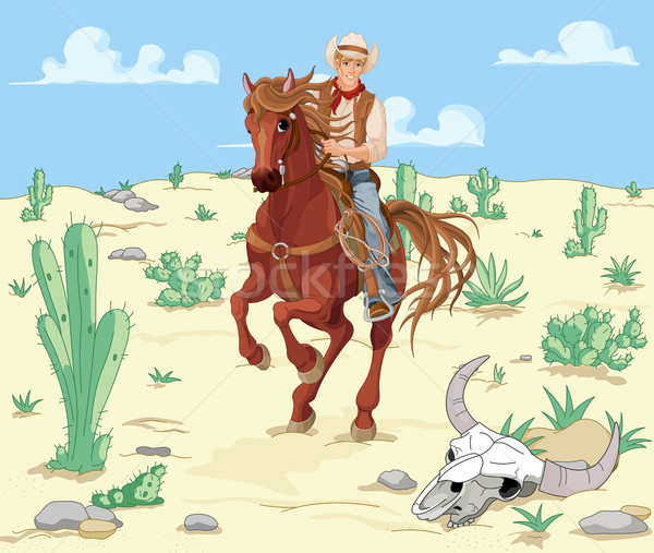 Jazda konna cowboy ilustracja człowiek sportu sztuki Zdjęcia stock © Dazdraperma