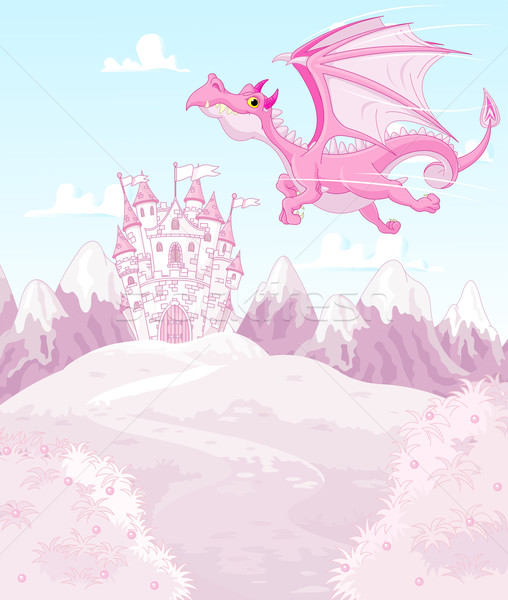 [[stock_photo]]: Magie · dragon · illustration · princesse · château · fond