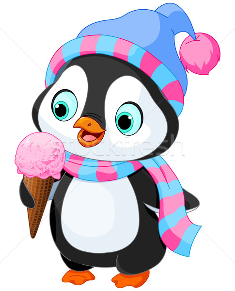Penguin eats an ice cream Stock photo © Dazdraperma