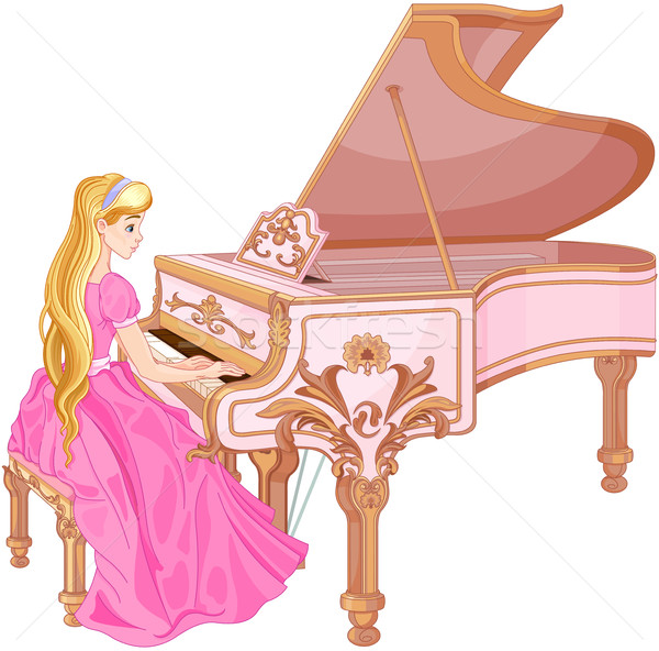 Princesa jugando piano ilustración nina mujeres Foto stock © Dazdraperma