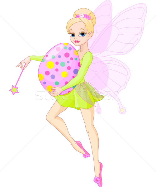 Fairy flying with Easter egg Stock photo © Dazdraperma