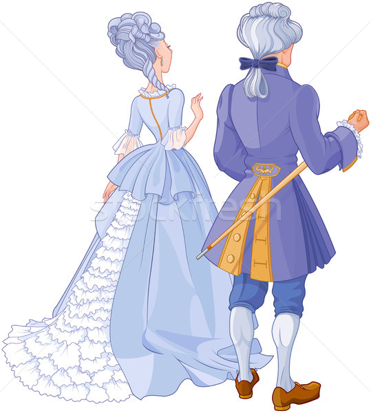 Stockfoto: Gentleman · dame · illustratie · mooie · avondkleding · vrouwen
