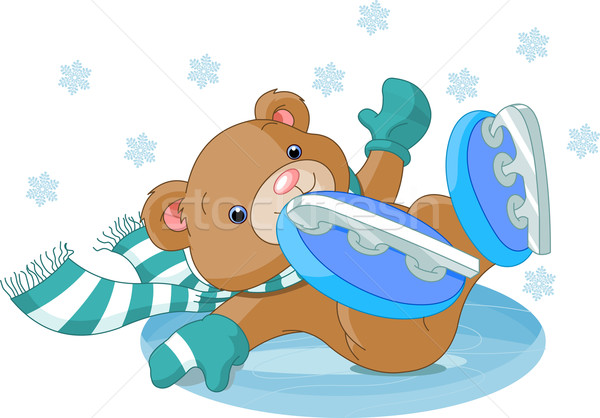 Cute bear fell to the ice rink Stock photo © Dazdraperma