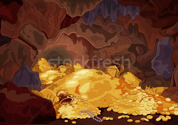 Skarbiec ilustracja magic jaskini tle metal Zdjęcia stock © Dazdraperma
