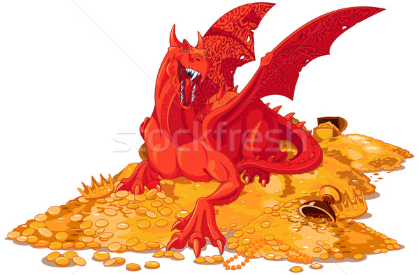 Magic Dragon on the Pile of Gold Stock photo © Dazdraperma