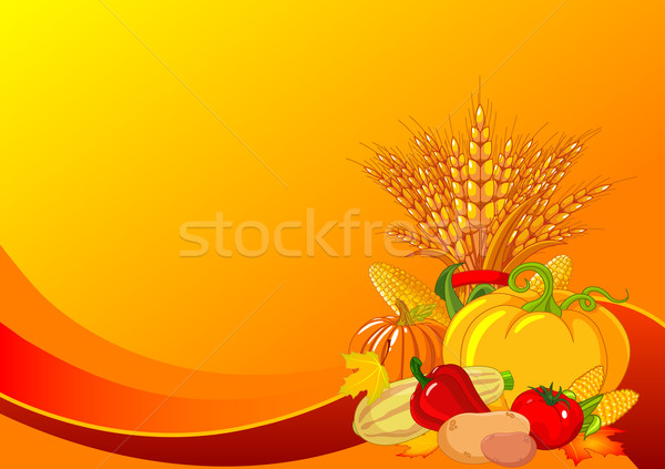 感恩 收成 時令的 設計 南瓜 小麥 商業照片 © Dazdraperma