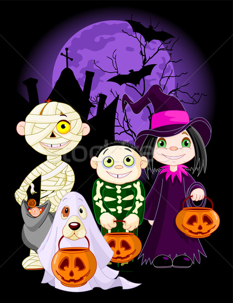 Zdjęcia stock: Halloween · sztuczka · dzieci · kostium · strony · tle