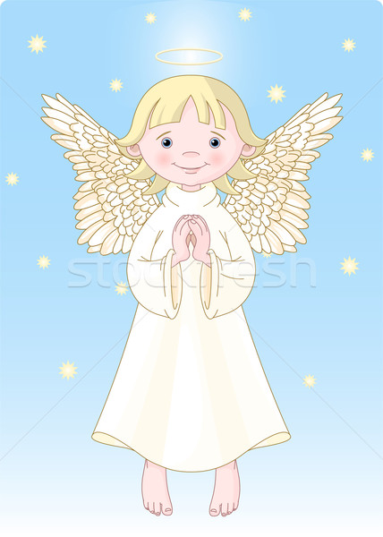 Cute engel bidden witte toga alle Stockfoto © Dazdraperma