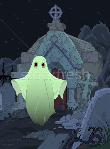 Fantasma halloween ilustração bonitinho cemitério fundo Foto stock © Dazdraperma