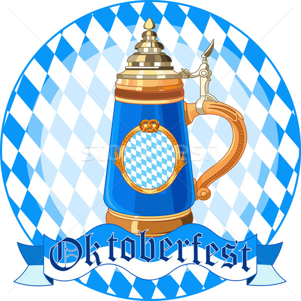 Oktoberfest ünneplés terv bögre üveg jókedv Stock fotó © Dazdraperma