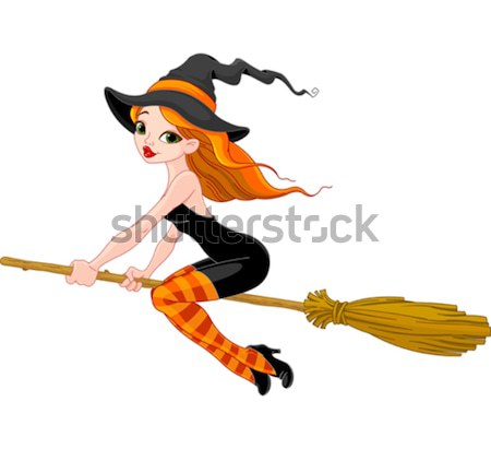 Witch jazda konna miotła ilustracja Zdjęcia stock © Dazdraperma