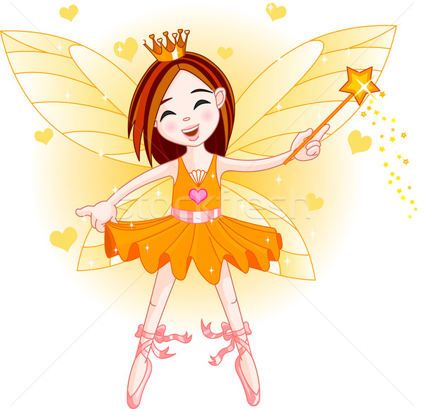 ストックフォト: オレンジ · 妖精 · かわいい · バレリーナ · 飛行