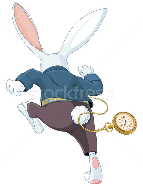 Biały królik uruchomiony z dala ilustracja bunny Zdjęcia stock © Dazdraperma