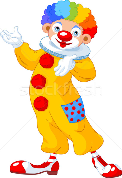 Grappig clown presenteren illustratie tonen Stockfoto © Dazdraperma