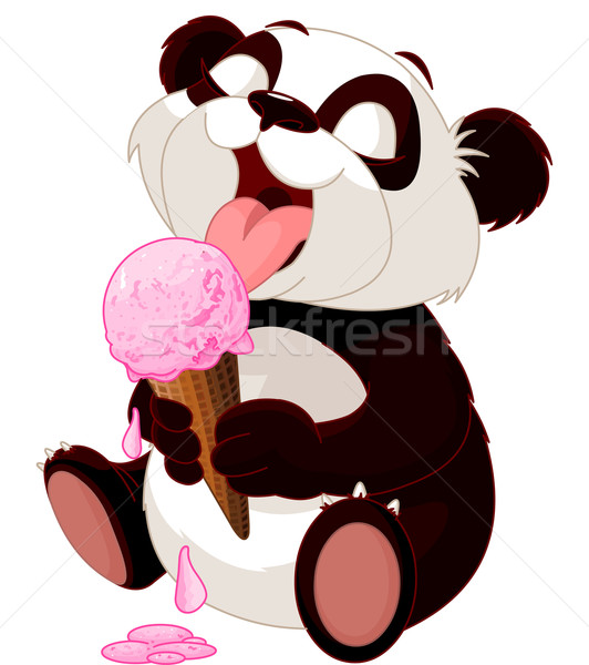 熊貓 吃 冰淇淋 可愛 食品 嬰兒 商業照片 © Dazdraperma