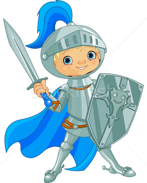 Vechten dapper ridder illustratie kind zwaard Stockfoto © Dazdraperma