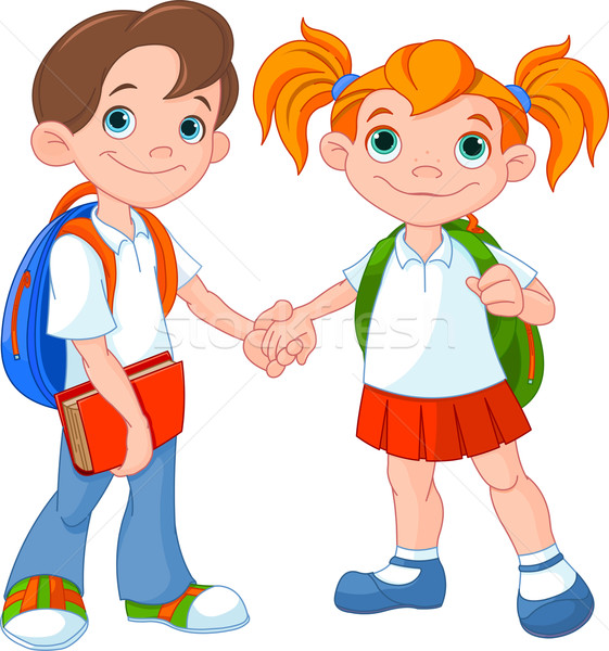 Boy and girl ready to school Stock photo © Dazdraperma