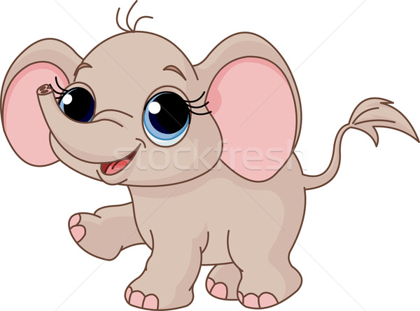 Cute baby olifant illustratie grappig lopen Stockfoto © Dazdraperma