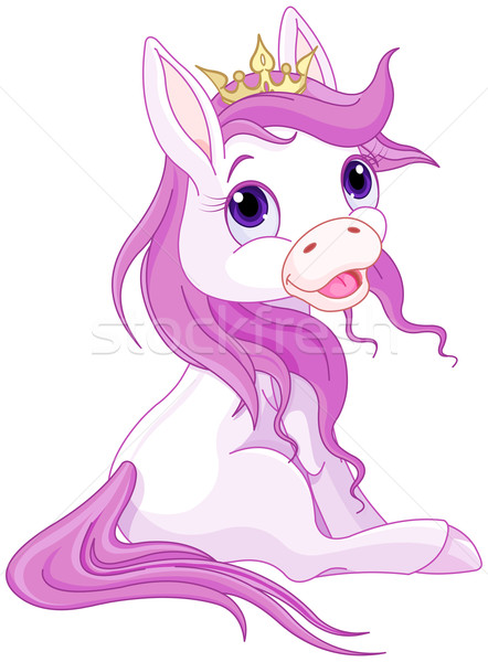 Foto stock: Princesa · cavalos · bonitinho · rosa · cavalo · bebê