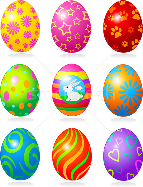 Ostereier neun gemalt Eier malen Kaninchen Stock foto © Dazdraperma