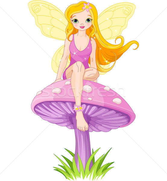 Cute Fairy on the Mushroom  Stock photo © Dazdraperma