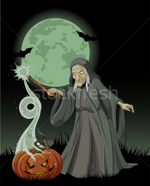 Halloween witch casts a spell Stock photo © Dazdraperma