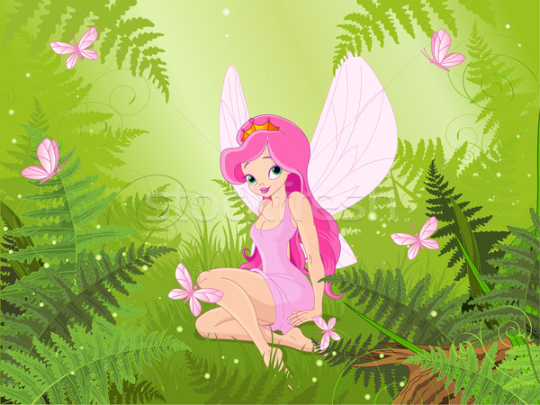 Aranyos tündér mágikus erdő illusztráció lány Stock fotó © Dazdraperma