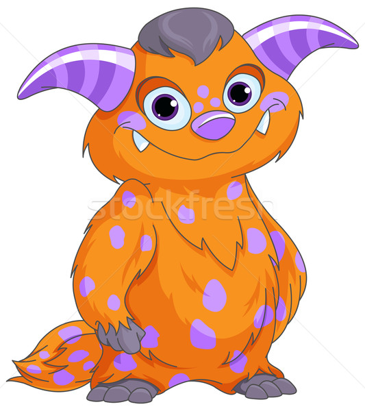 Cute potwora ilustracja pomarańczowy zabawy młodych Zdjęcia stock © Dazdraperma