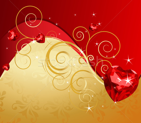 Gouden valentijnsdag robijn hart liefde retro Stockfoto © Dazdraperma