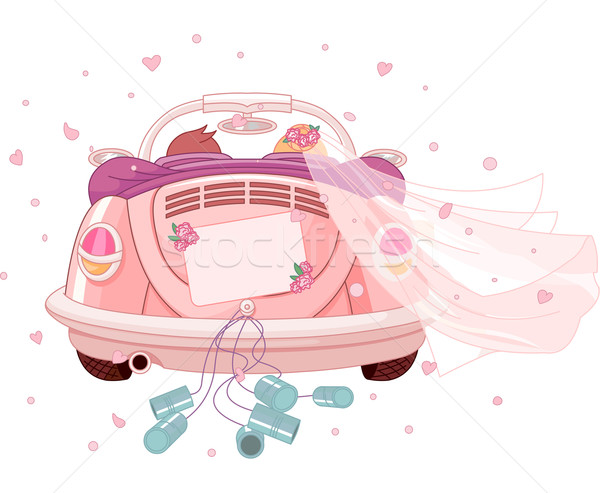 Recién casados coche amor arte novia pintura Foto stock © Dazdraperma