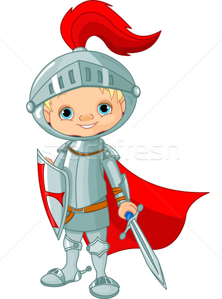 средневековых Knight иллюстрация мало меч улыбаясь Сток-фото © Dazdraperma