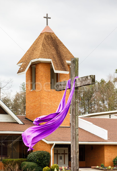 Easter Cross and Church Stock photo © dbvirago