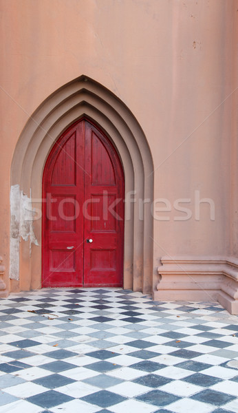 Bianco porta rosso chiesa bianco nero Foto d'archivio © dbvirago