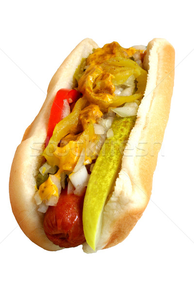 Perro caliente aislado blanco alimentos placa saludable Foto stock © dbvirago