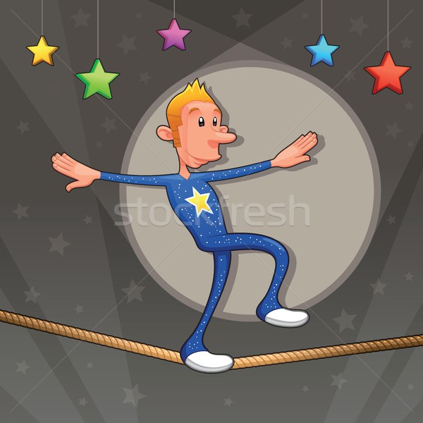 Funny equilibrist is walking on the tightrope. Stock photo © ddraw