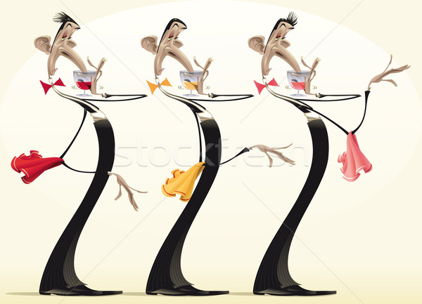 Funny waiters with different wines. Stock photo © ddraw