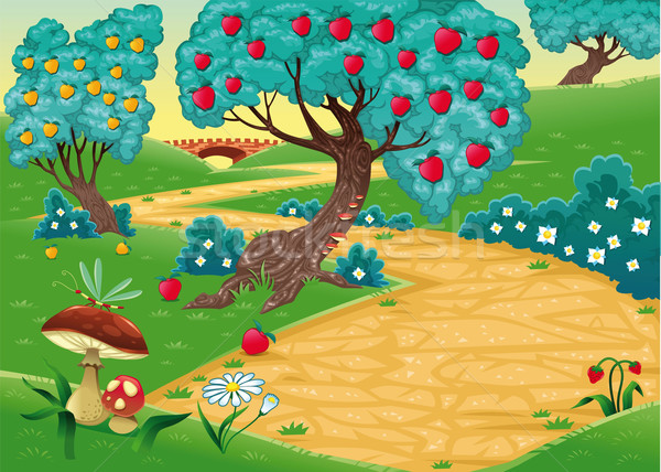 Wood with fruit trees. Stock photo © ddraw