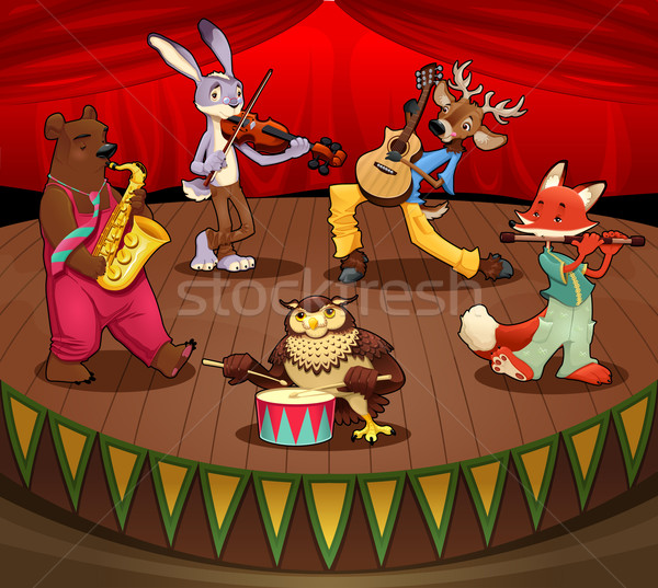 Musician animals on stage. Stock photo © ddraw