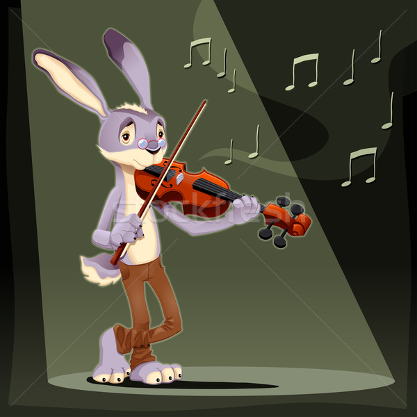 [[stock_photo]]: Musicien · lapin · drôle · cartoon · clé · couleur