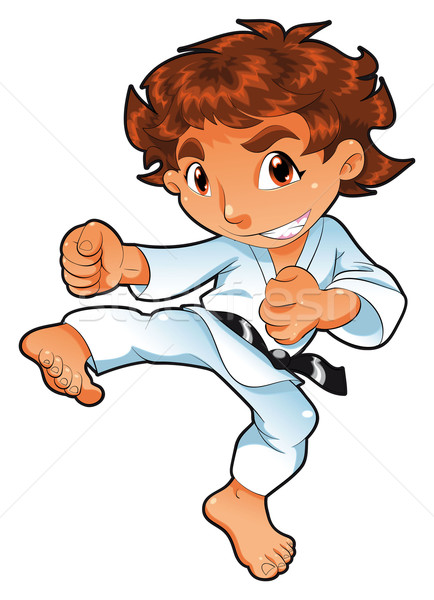ребенка каратэ игрок вектора Cartoon изолированный Сток-фото © ddraw