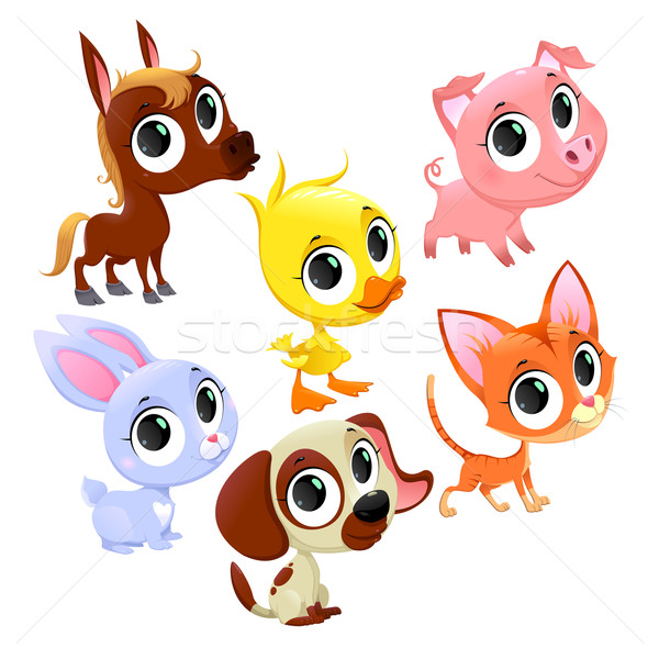 Amuzant animalele de ferma Animale de companie vector desen animat izolat Imagine de stoc © ddraw