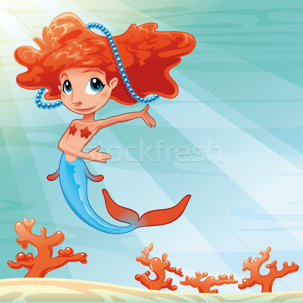 Young mermaid with background. Stock photo © ddraw