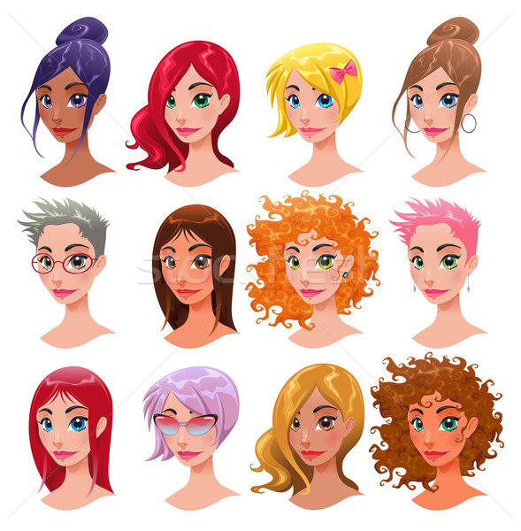 Nők izolált elemek vektor betűk haj Stock fotó © ddraw