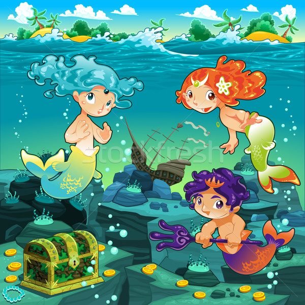 Marin vecteur cartoon illustration mer océan Photo stock © ddraw