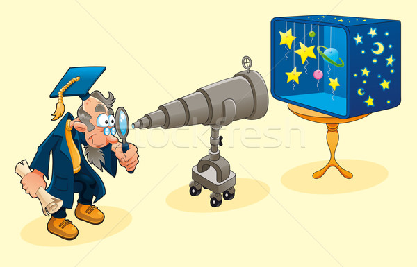 Scientist with telescope.  Stock photo © ddraw